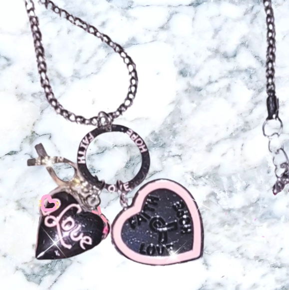 Faith Love Hope Breast Cancer Necklace - Picture 1 of 10